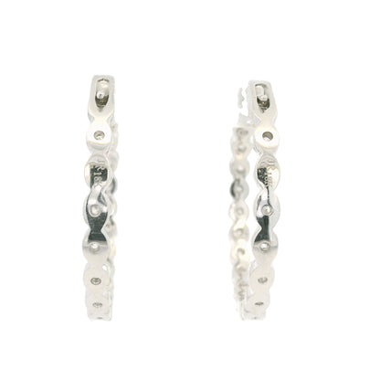 18k White Gold Natural 3.5 Carat Diamond Inside-Out Hoop Earrings