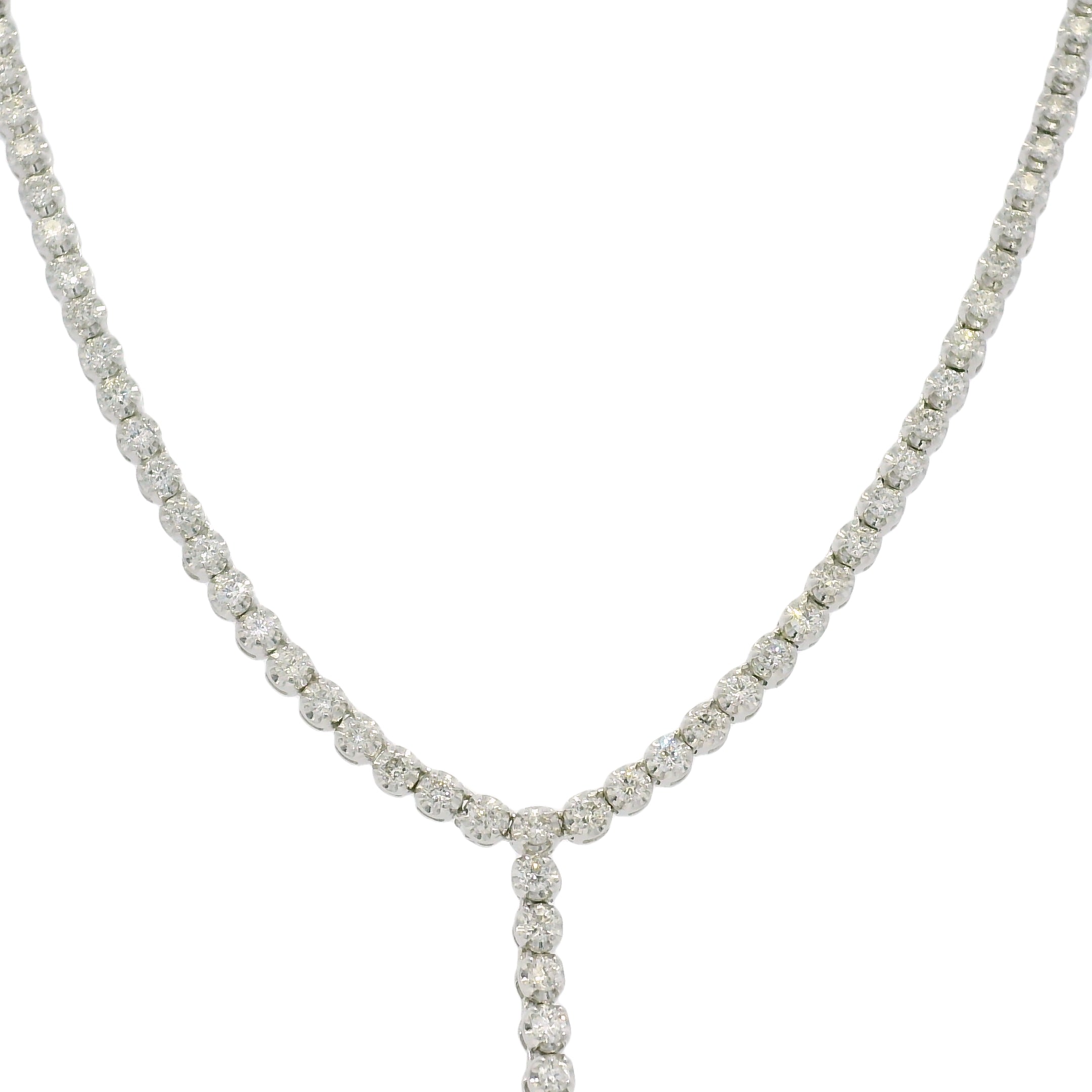 14k White Gold Natural 4.0 Carat Diamond Adjustable Lariat Tennis Necklace
