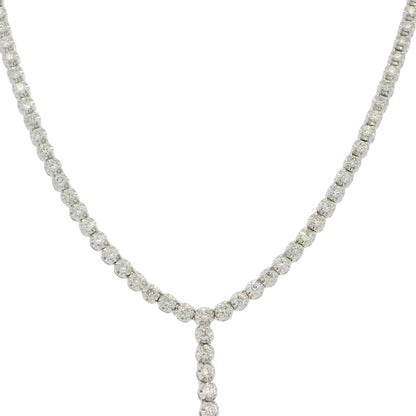 14k White Gold Natural 4.0 Carat Diamond Adjustable Lariat Tennis Necklace