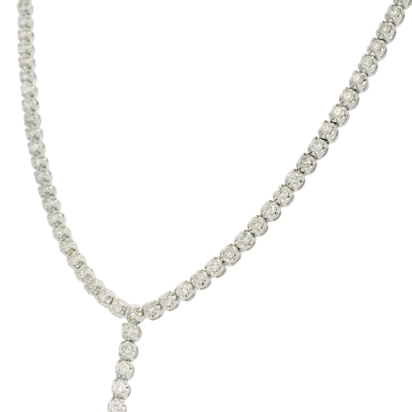 14k White Gold Natural 4.0 Carat Diamond Adjustable Lariat Tennis Necklace