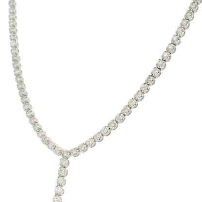 14k White Gold Natural 4.0 Carat Diamond Adjustable Lariat Tennis Necklace