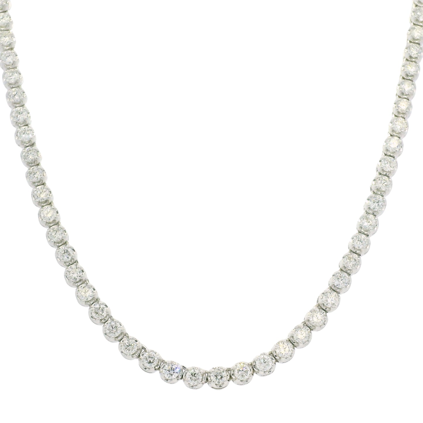 14k White Gold Natural 4.0 Carat Diamond Adjustable Tennis Necklace