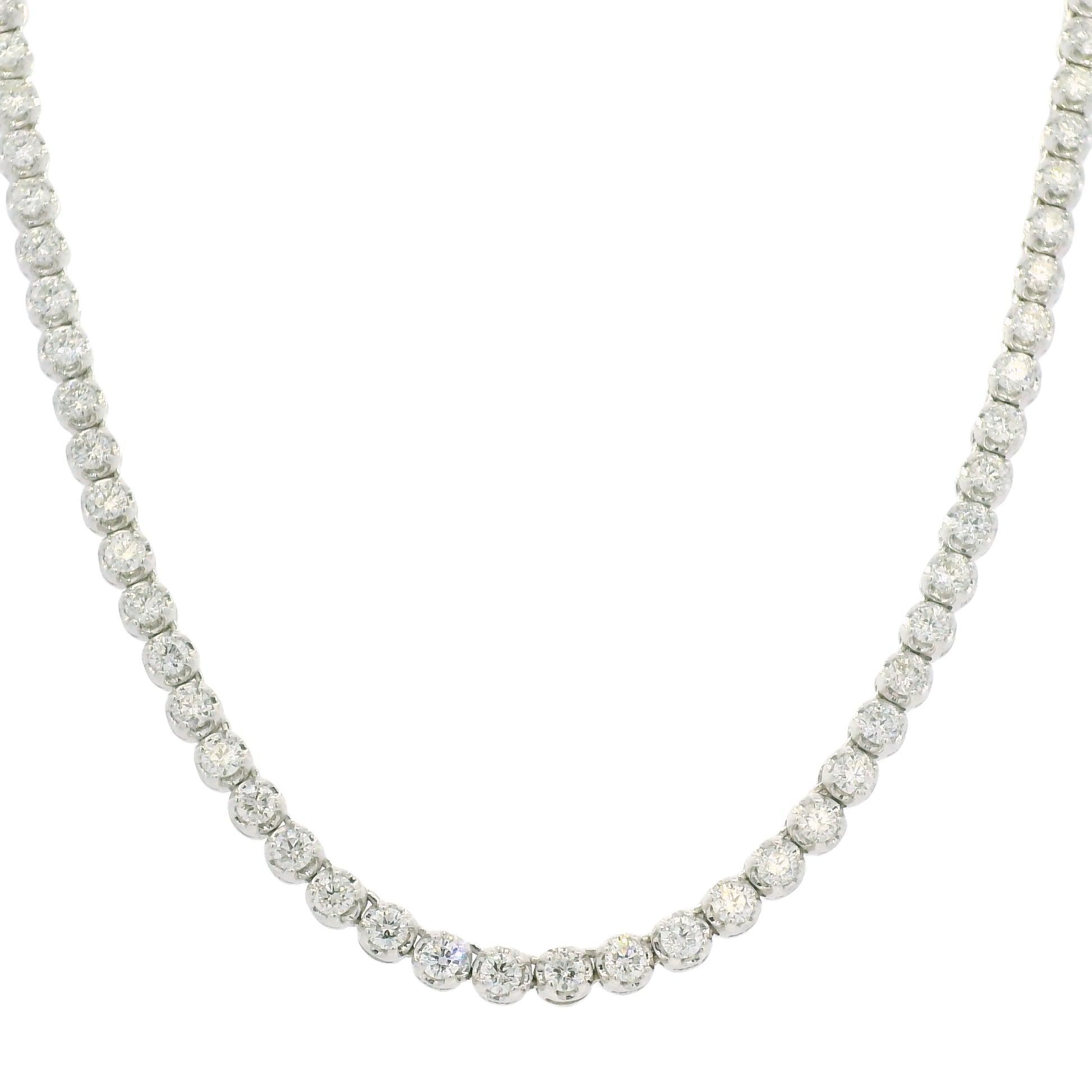 14k White Gold Natural 4.0 Carat Diamond Adjustable Tennis Necklace