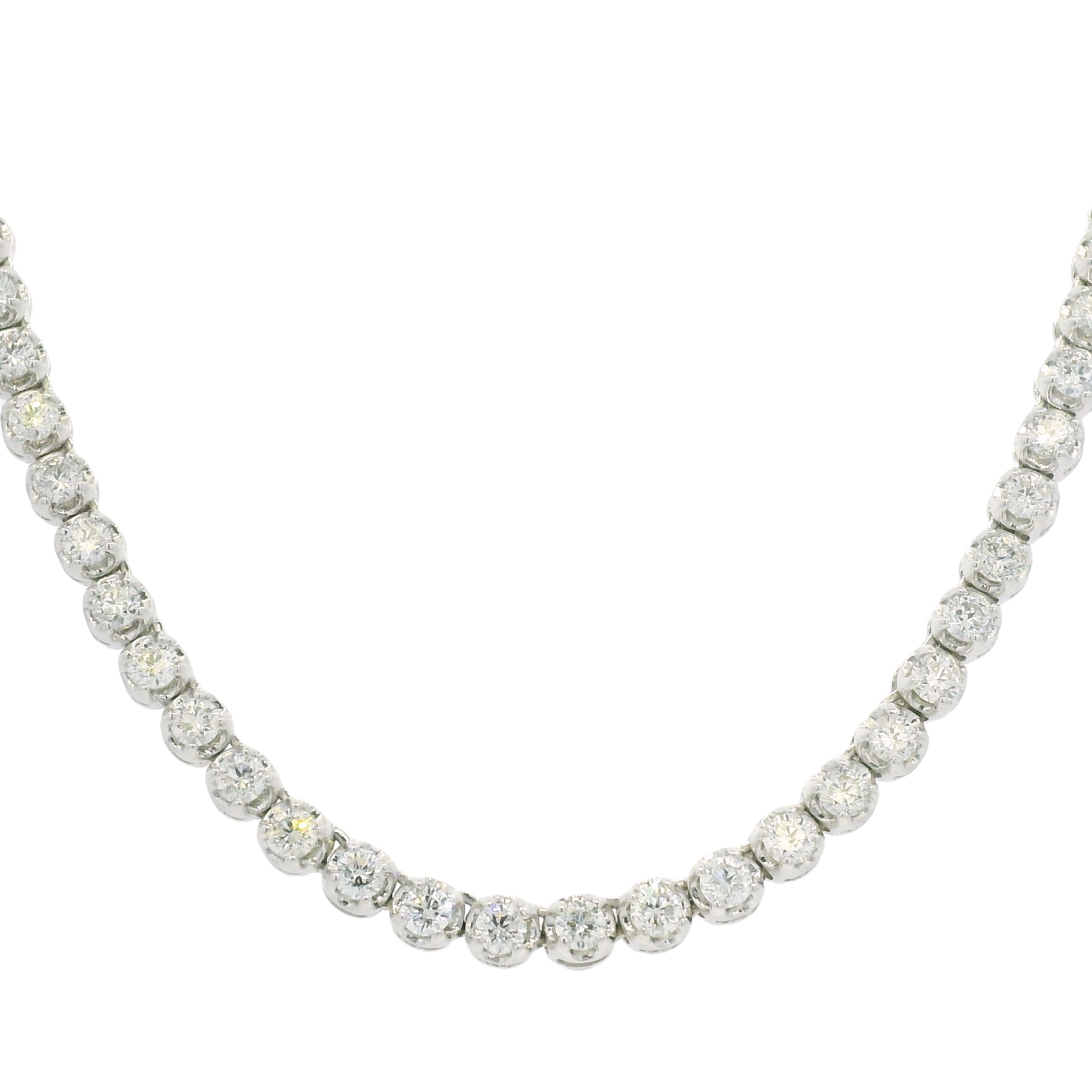 14k White Gold Natural 4.0 Carat Diamond Adjustable Tennis Necklace
