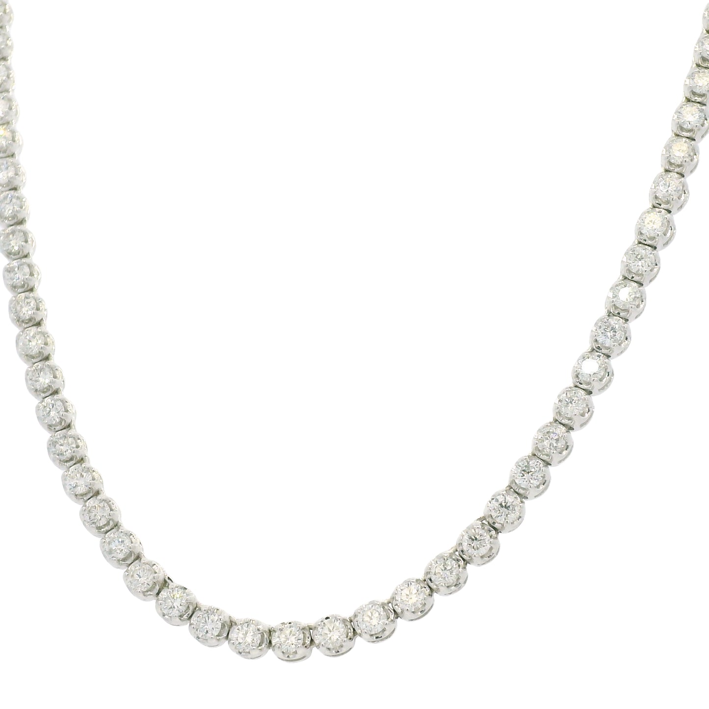 14k White Gold Natural 4.0 Carat Diamond Adjustable Tennis Necklace