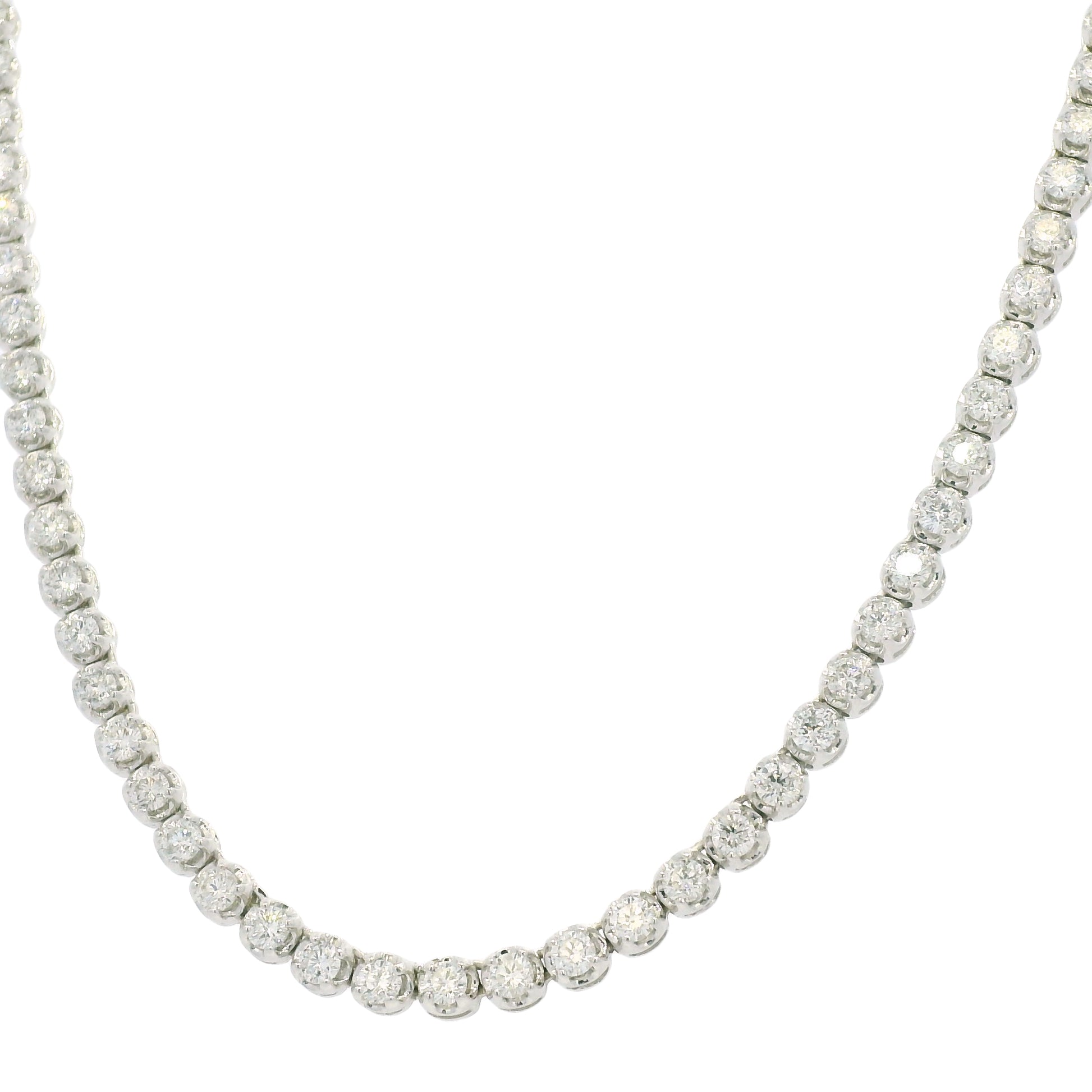 14k White Gold Natural 4.0 Carat Diamond Adjustable Tennis Necklace