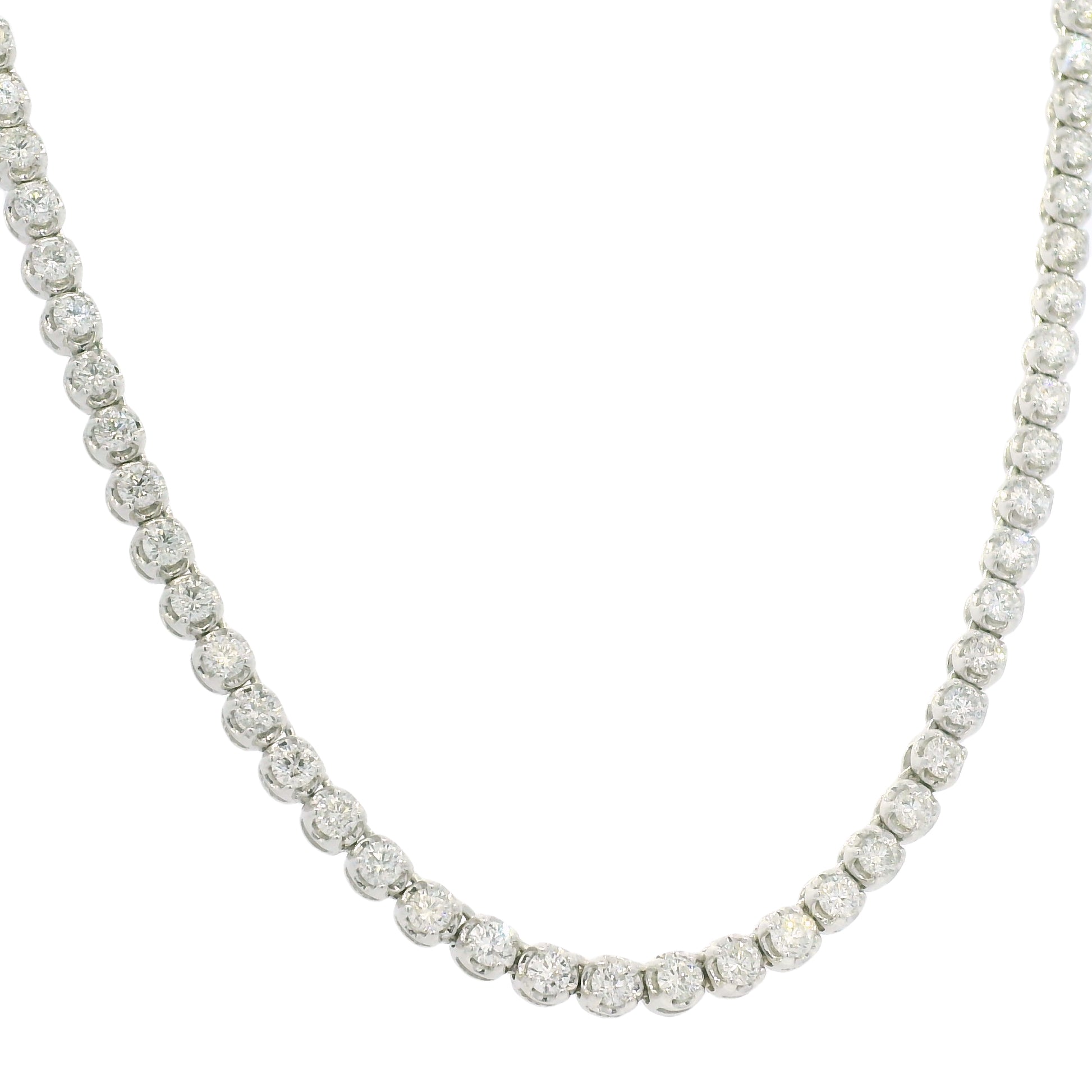 14k White Gold Natural 4.0 Carat Diamond Adjustable Tennis Necklace