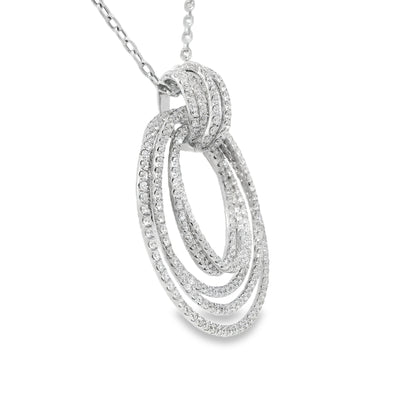 18k White Gold Natural 2.85 Carat Diamond Multi-Circle Knot Necklace
