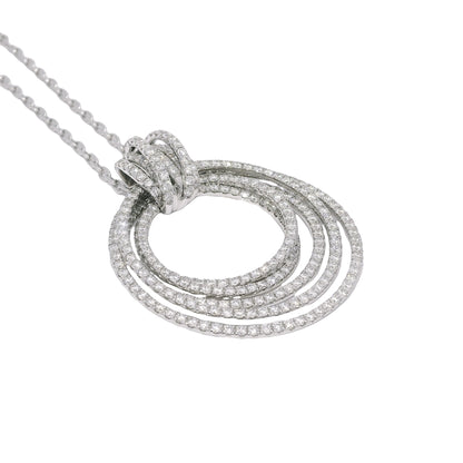 18k White Gold Natural 2.85 Carat Diamond Multi-Circle Knot Necklace