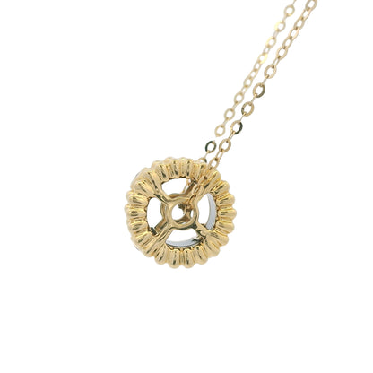 18k Yellow Gold Black Ceramic & Diamond Wheel Pendant Necklace