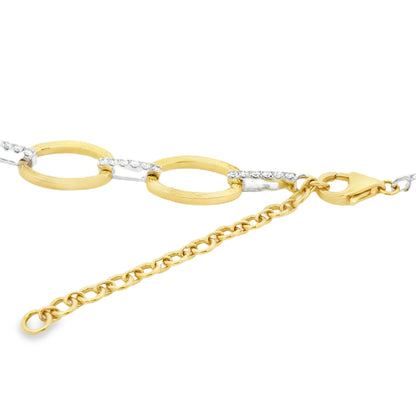 18k Two-Tone Gold Natural 1.55 Carat Diamond Pave Oval Link Necklace