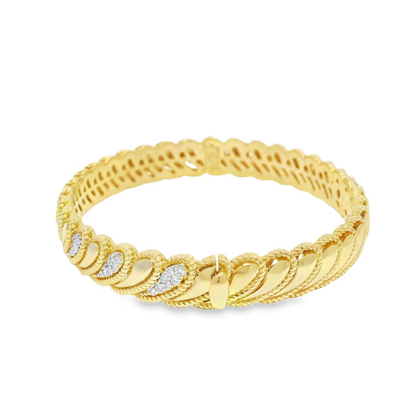 Roberto Coin 18k Yellow Gold Barocco Byzantine Diamond Hinged Bracelet