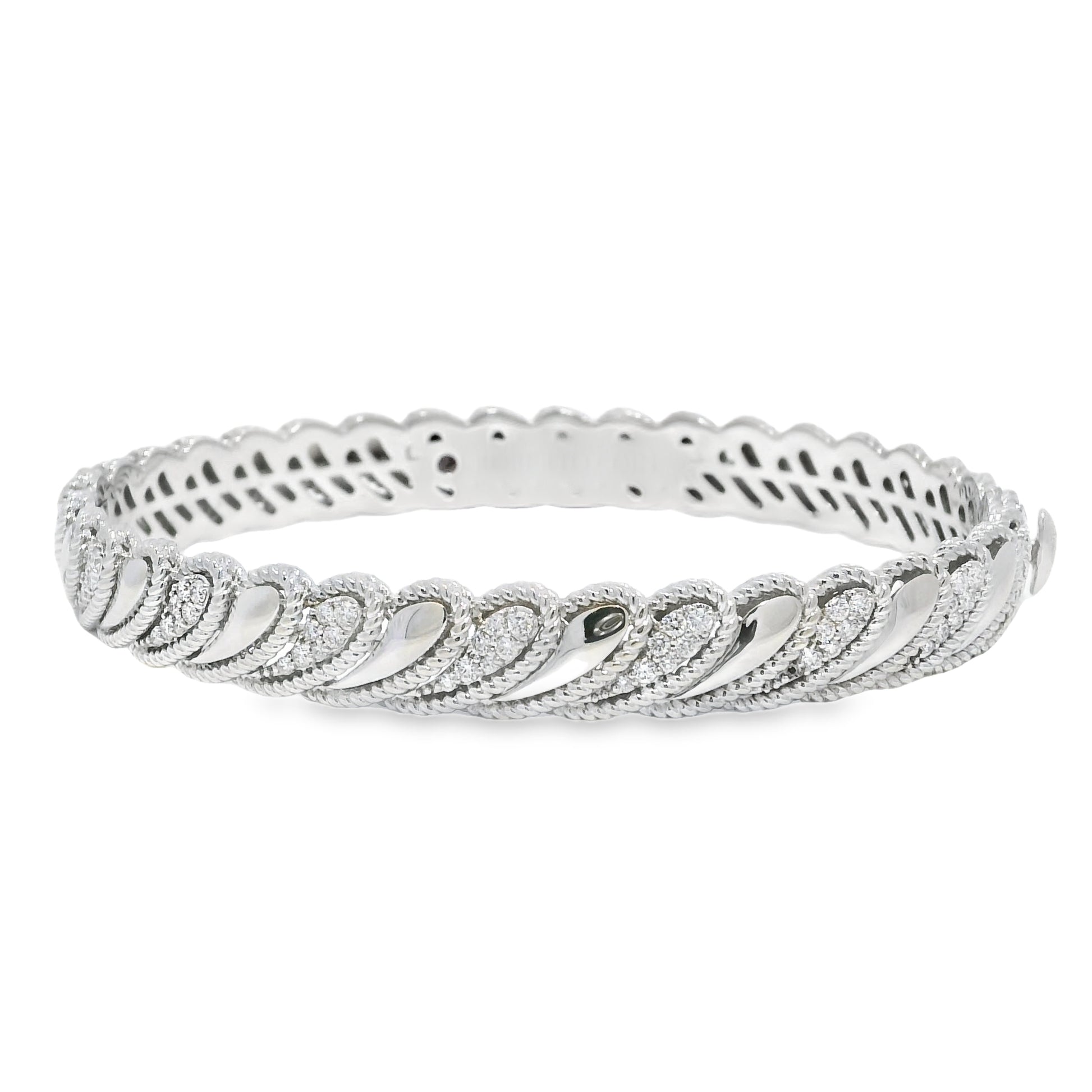 Roberto Coin 18k White Gold Barocco Byzantine Diamond Hinged Bracelet