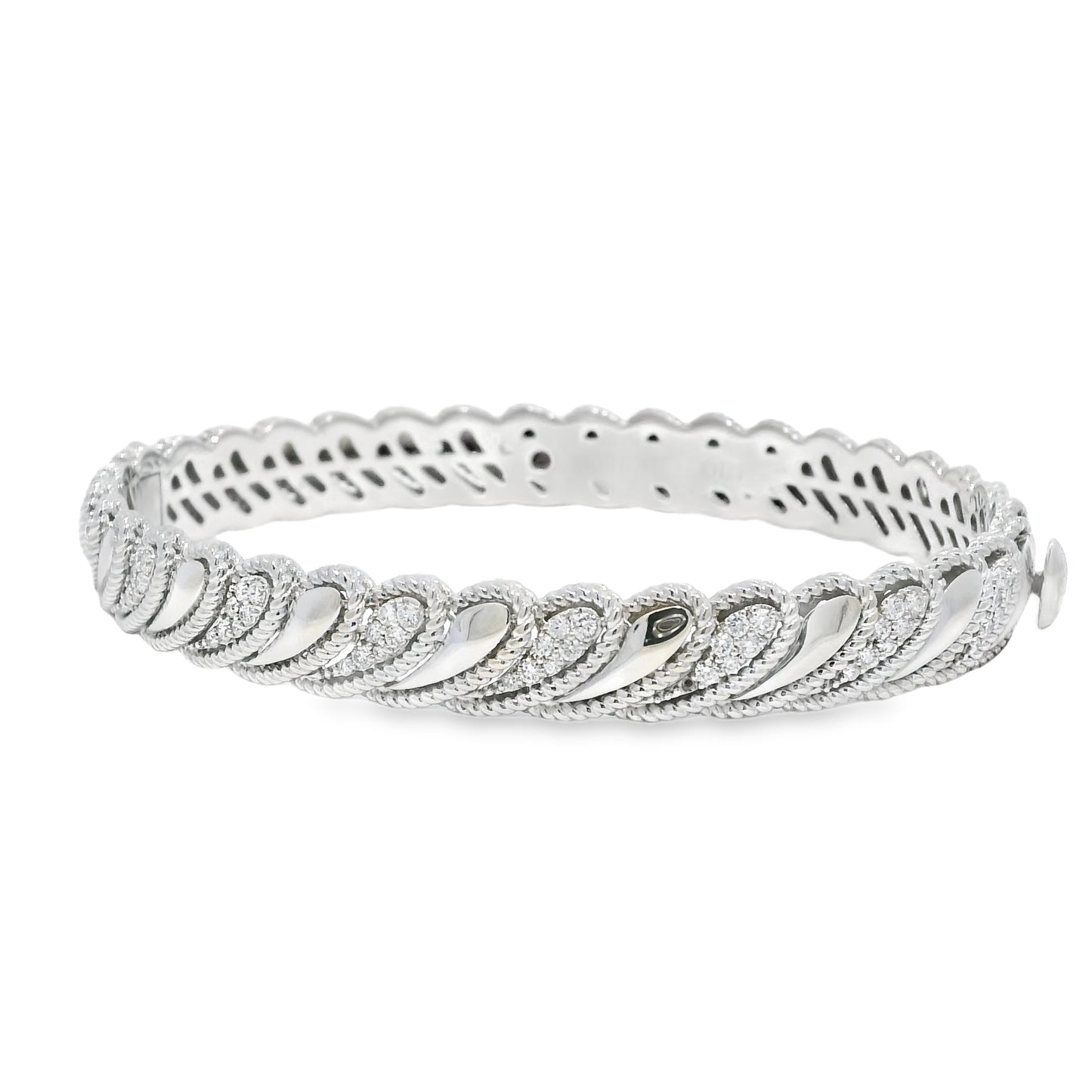 Roberto Coin 18k White Gold Barocco Byzantine Diamond Hinged Bracelet