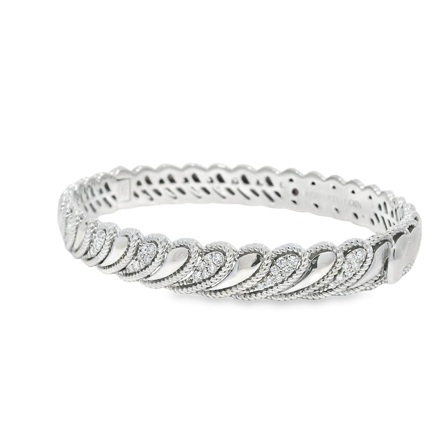 Roberto Coin 18k White Gold Barocco Byzantine Diamond Hinged Bracelet