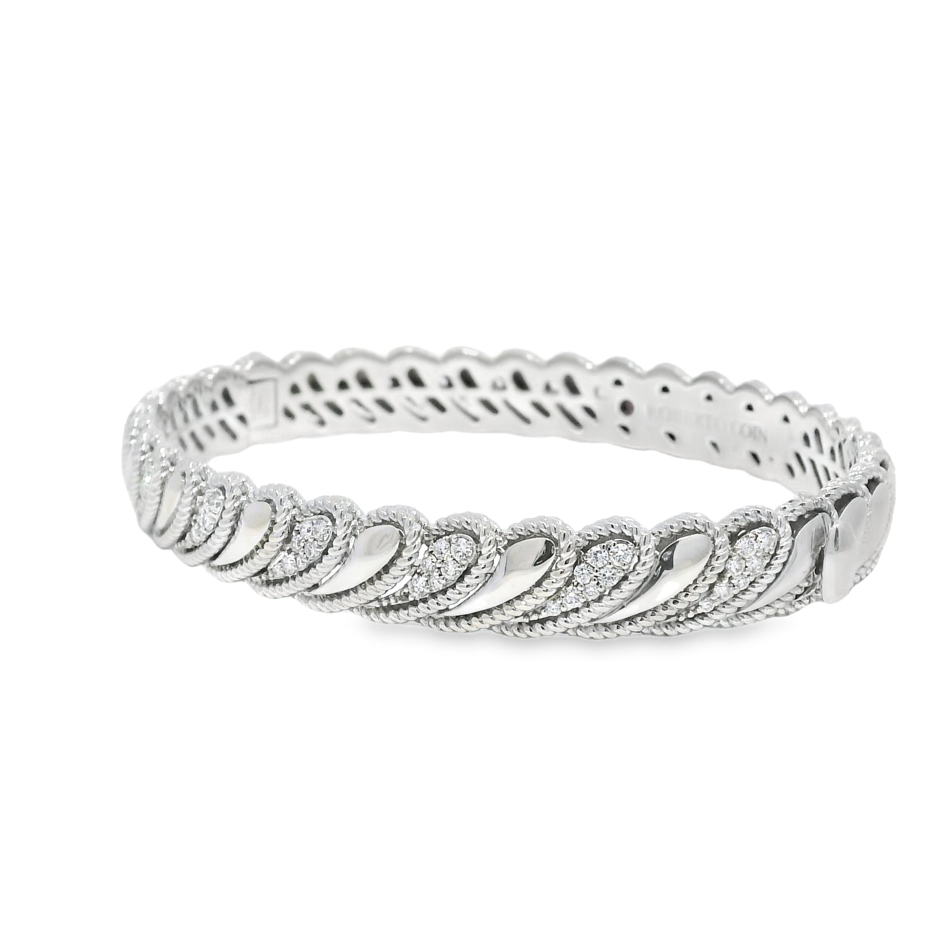 Roberto Coin 18k White Gold Barocco Byzantine Diamond Hinged Bracelet