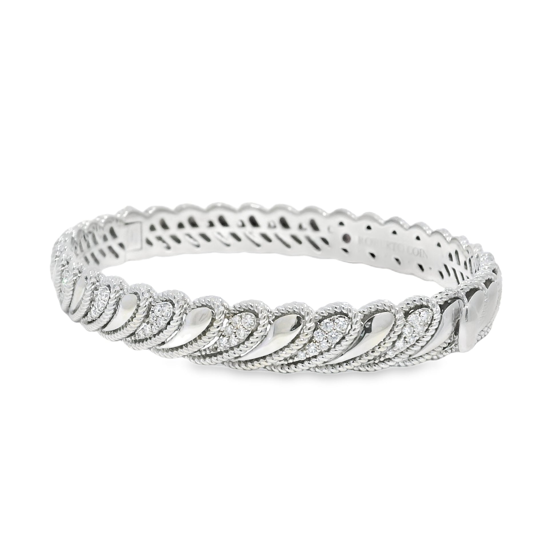 Roberto Coin 18k White Gold Barocco Byzantine Diamond Hinged Bracelet
