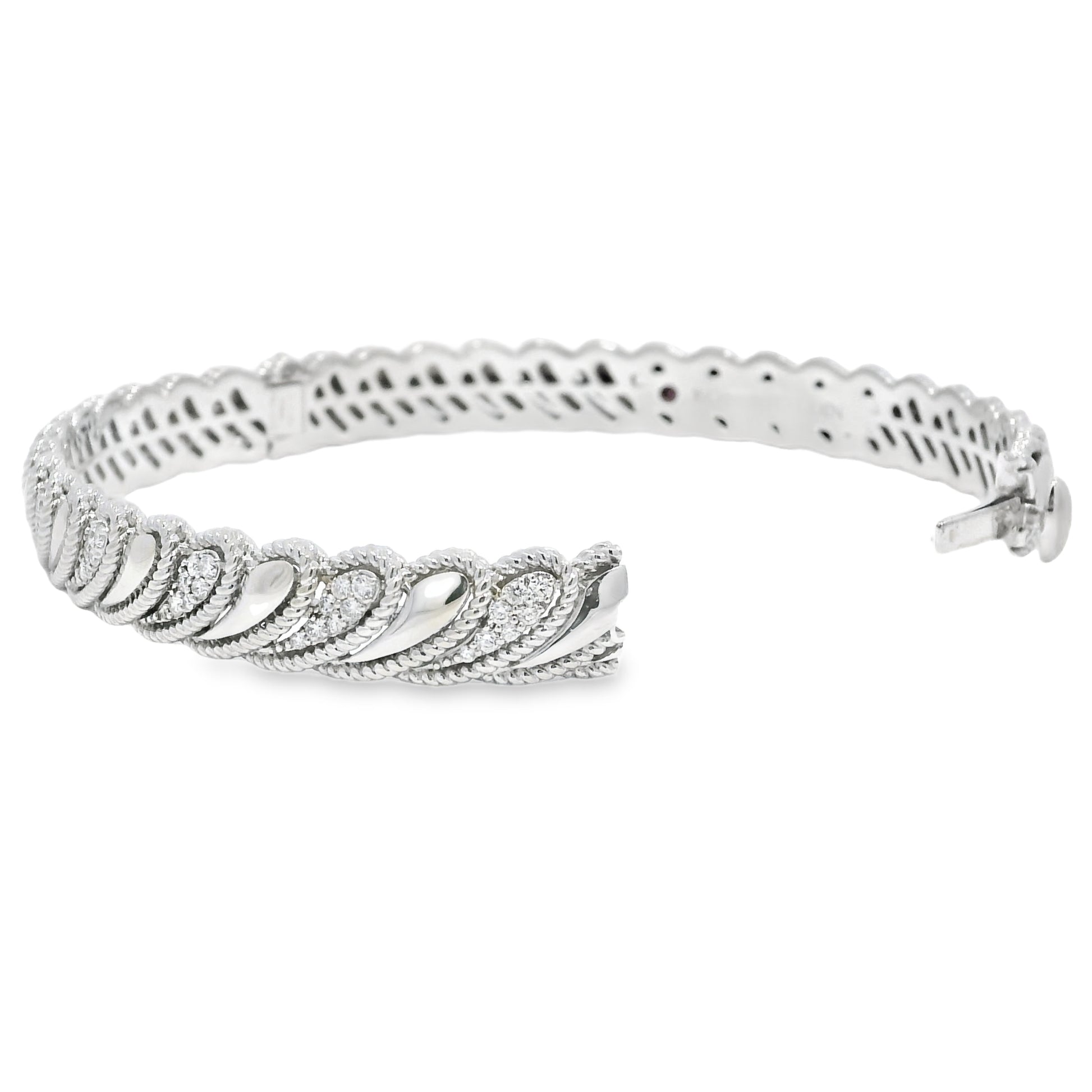Roberto Coin 18k White Gold Barocco Byzantine Diamond Hinged Bracelet