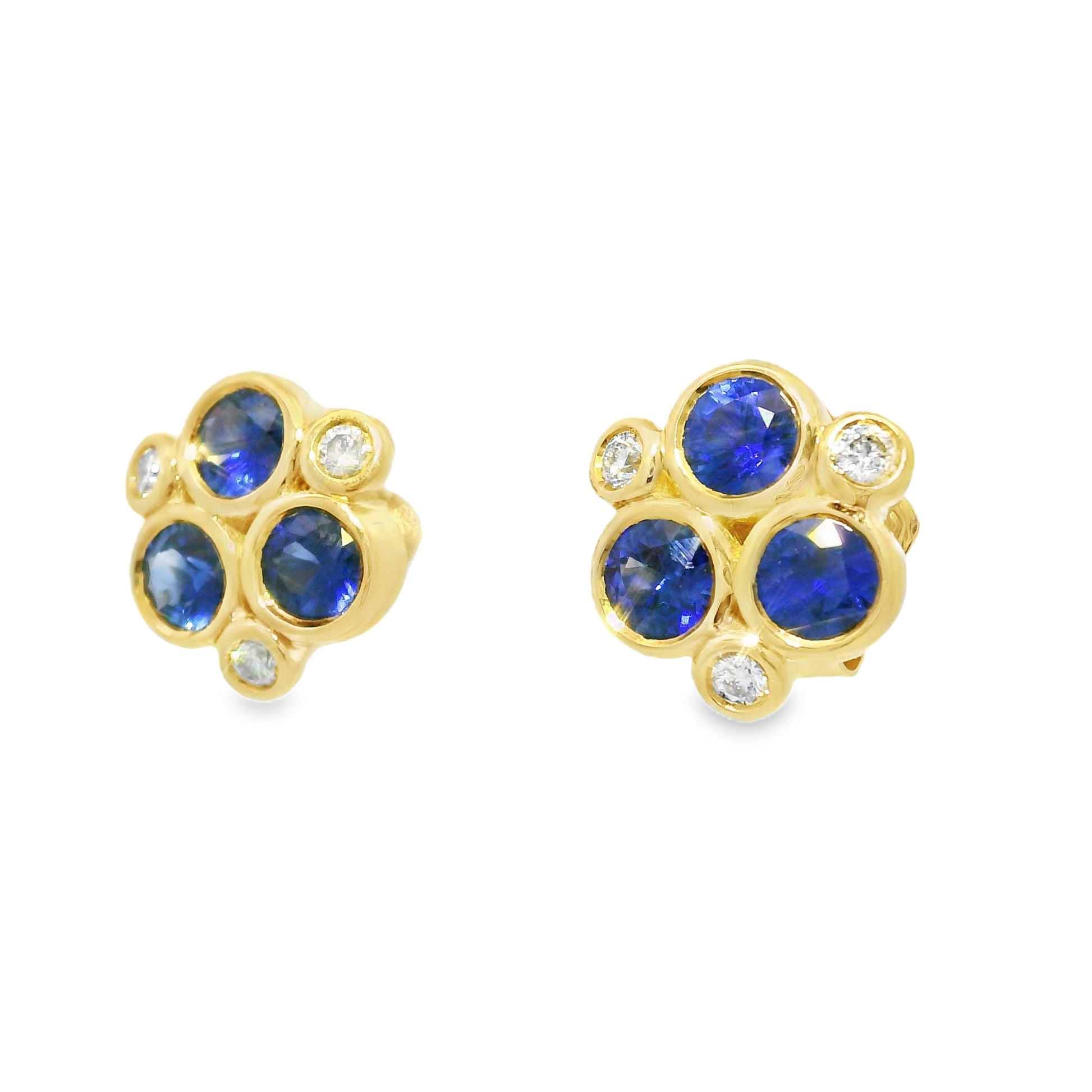 Temple St. Clair 18k Yellow Gold Sapphire & Diamond Classic Trio Earrings