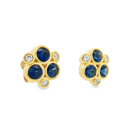 Temple St. Clair 18k Yellow Gold Sapphire & Diamond Classic Trio Earrings