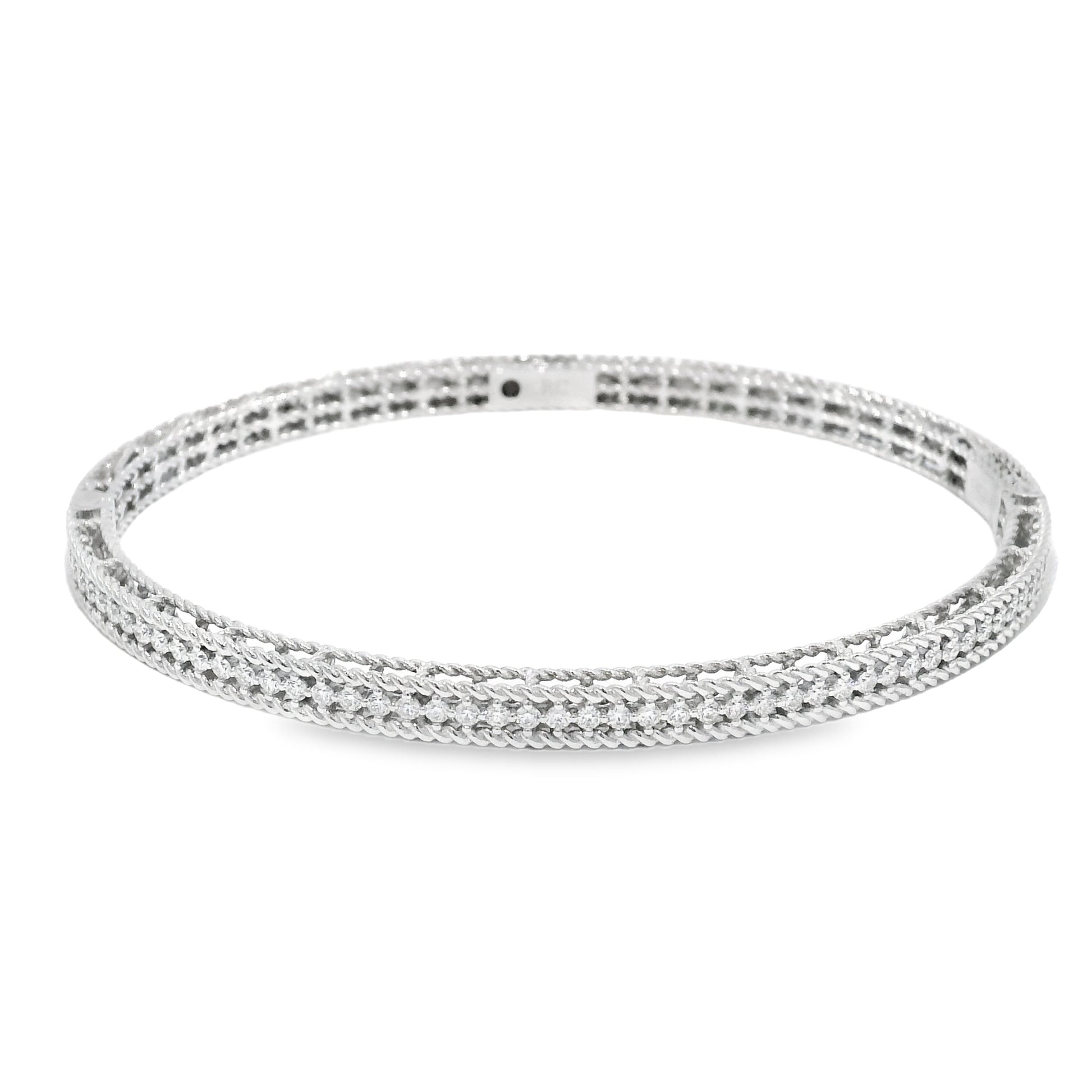 Roberto Coin 18k White Gold Symphony Princess Diamond Hinged Bracelet