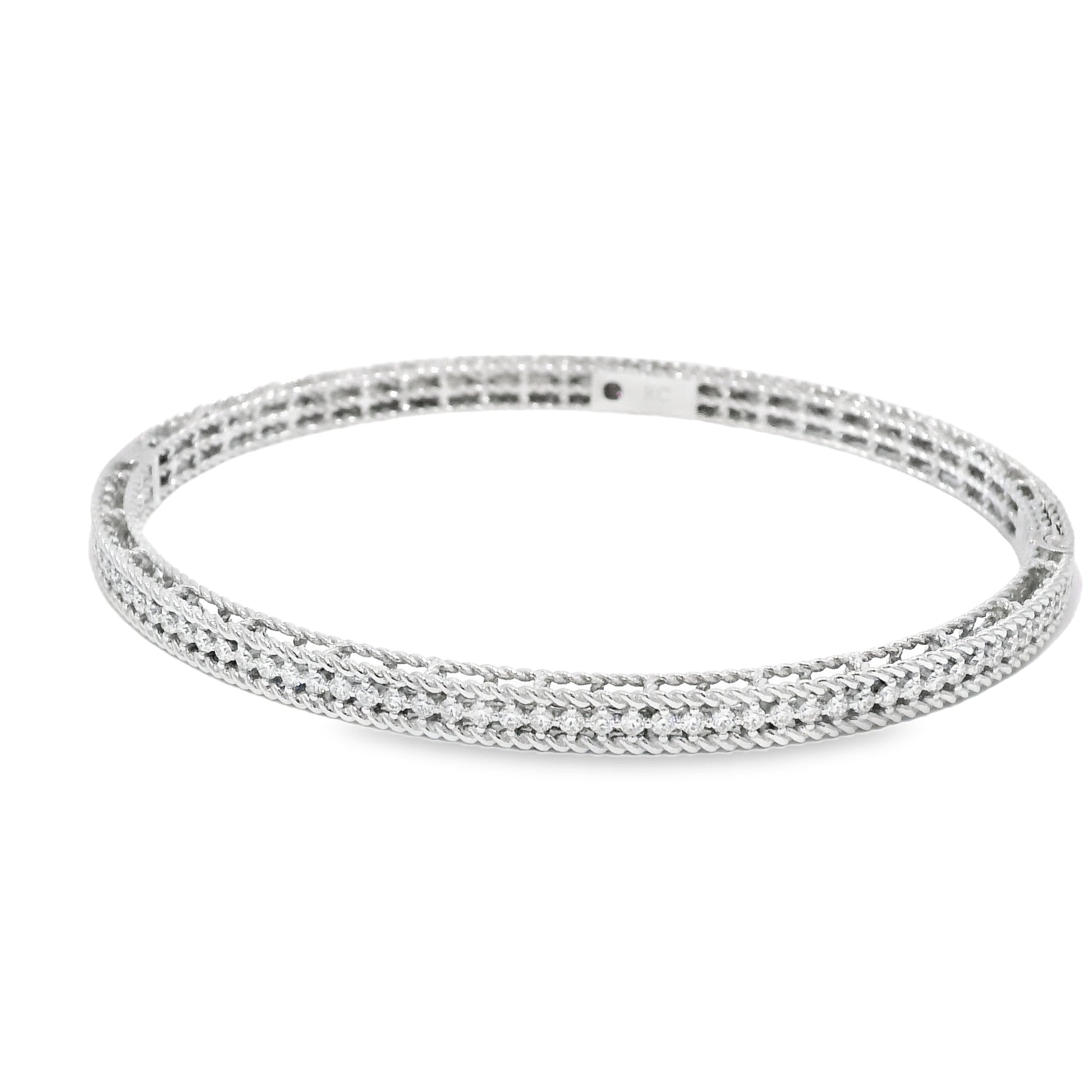 Roberto Coin 18k White Gold Symphony Princess Diamond Hinged Bracelet