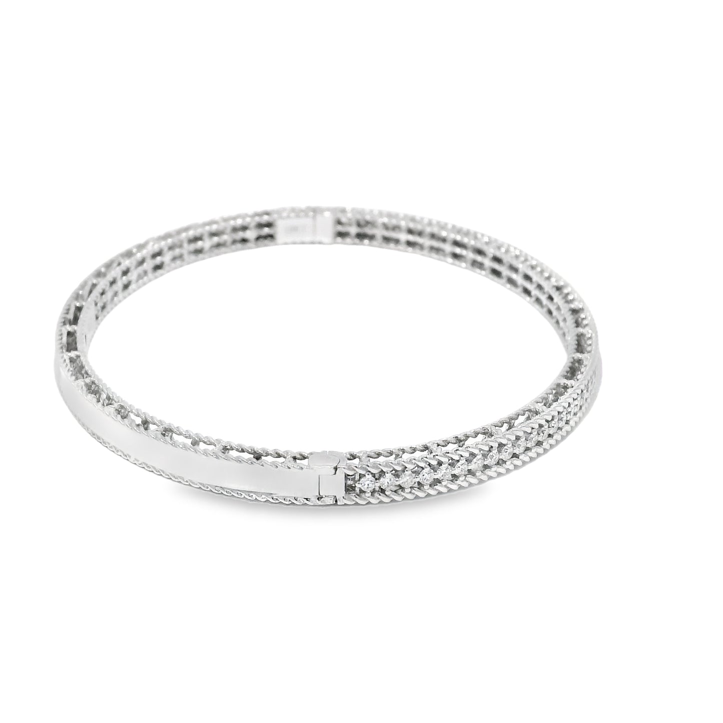 Roberto Coin 18k White Gold Symphony Princess Diamond Hinged Bracelet