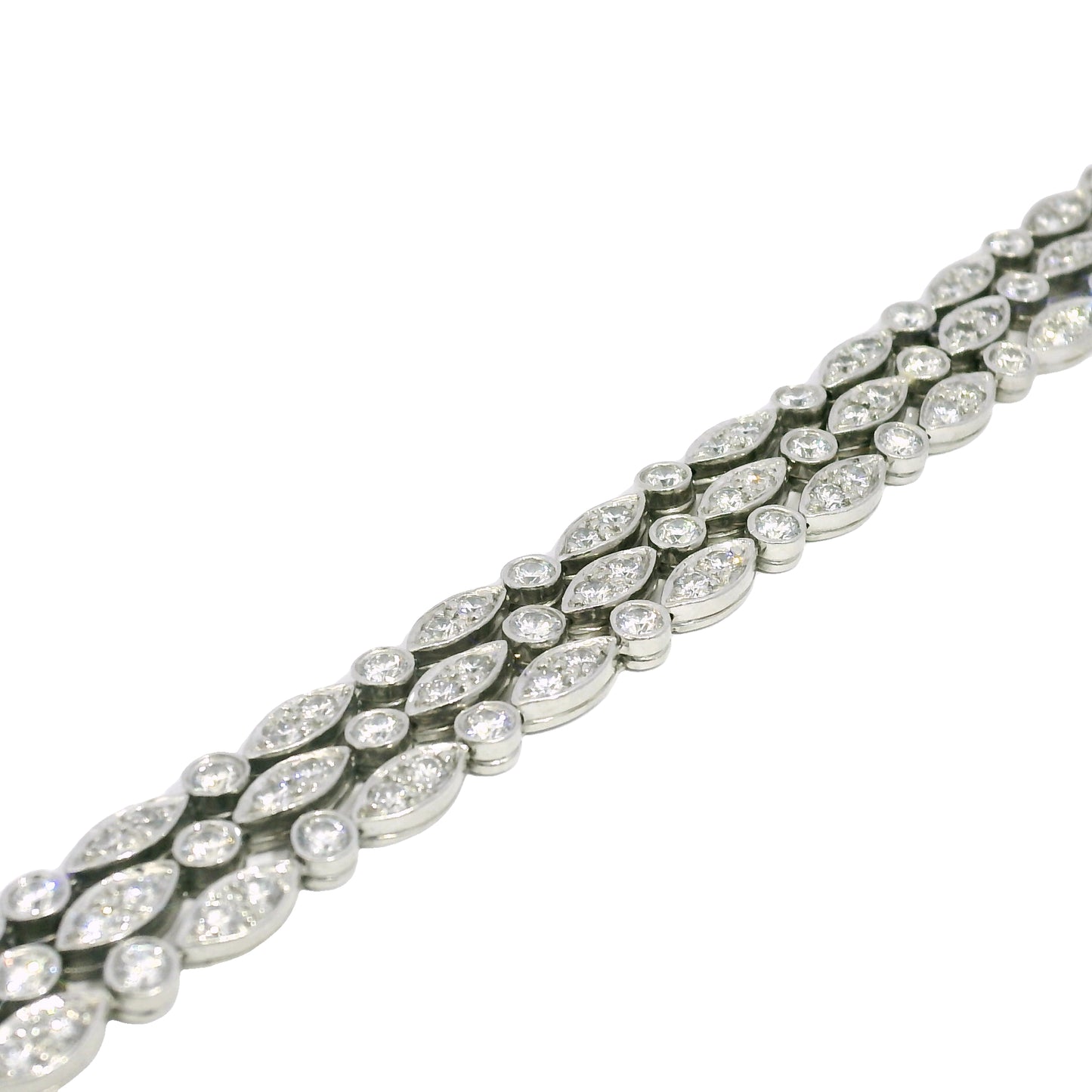 Tiffany & Co. Platinum Natural 4.5 Carat Diamond Swing 3-Row Bracelet