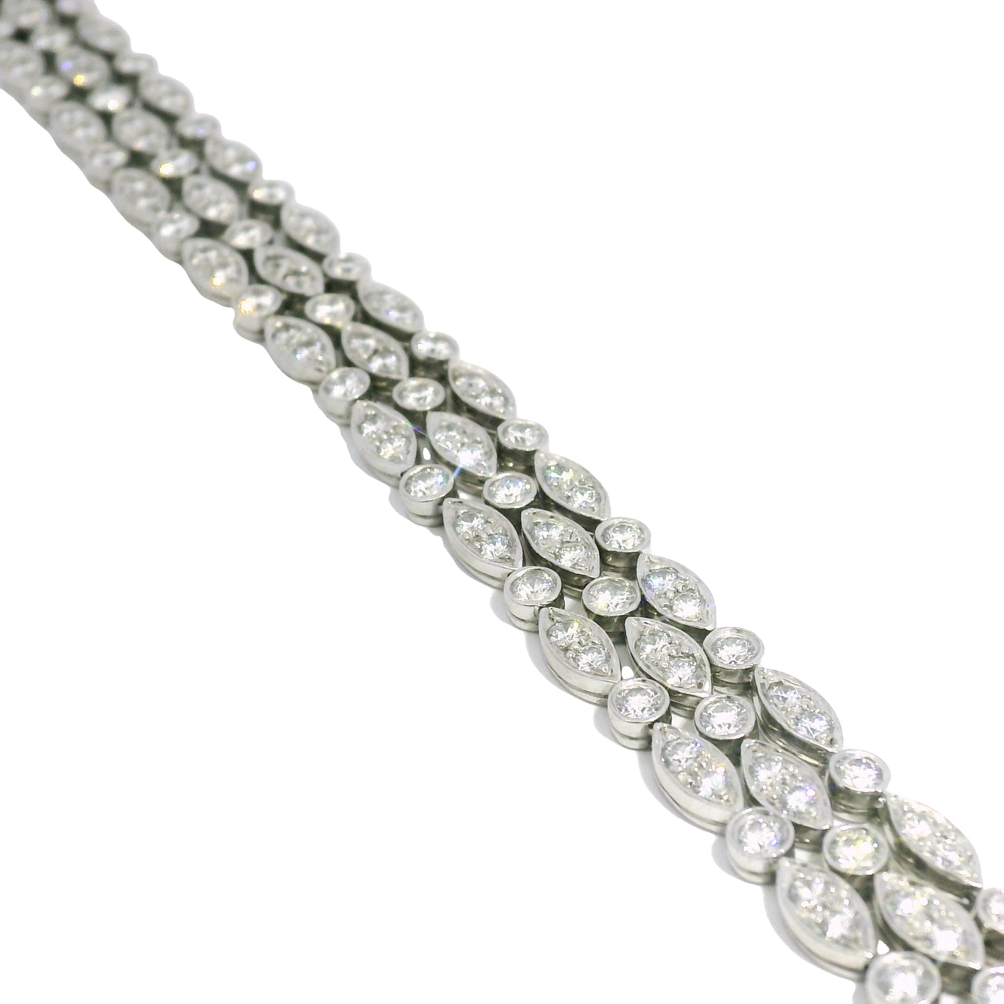 Tiffany & Co. Platinum Natural 4.5 Carat Diamond Swing 3-Row Bracelet