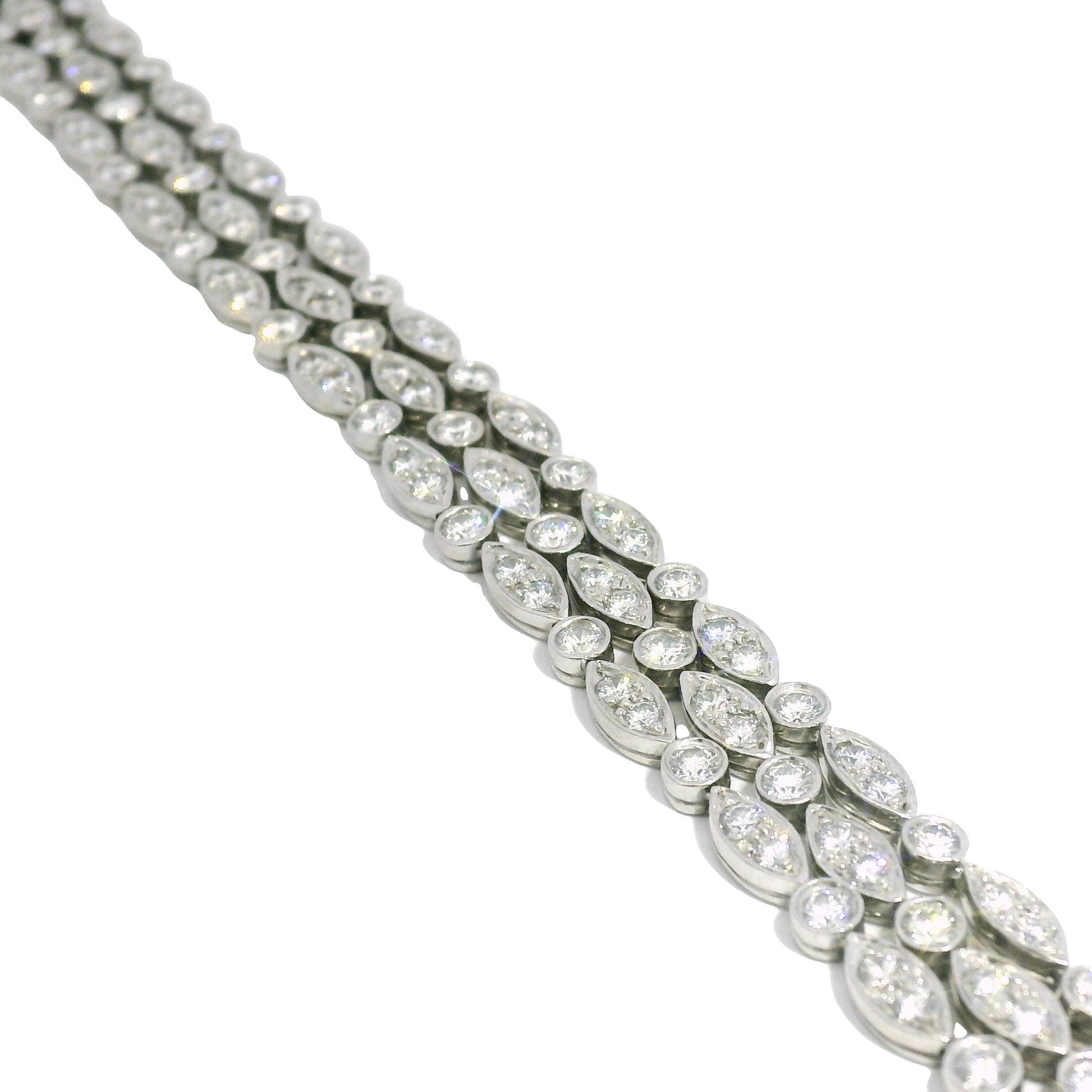 Tiffany & Co. Platinum Natural 4.5 Carat Diamond Swing 3-Row Bracelet