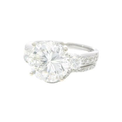GIA 18k White Gold Natural 3.51 Carat Round Brilliant Diamond Engagement Ring