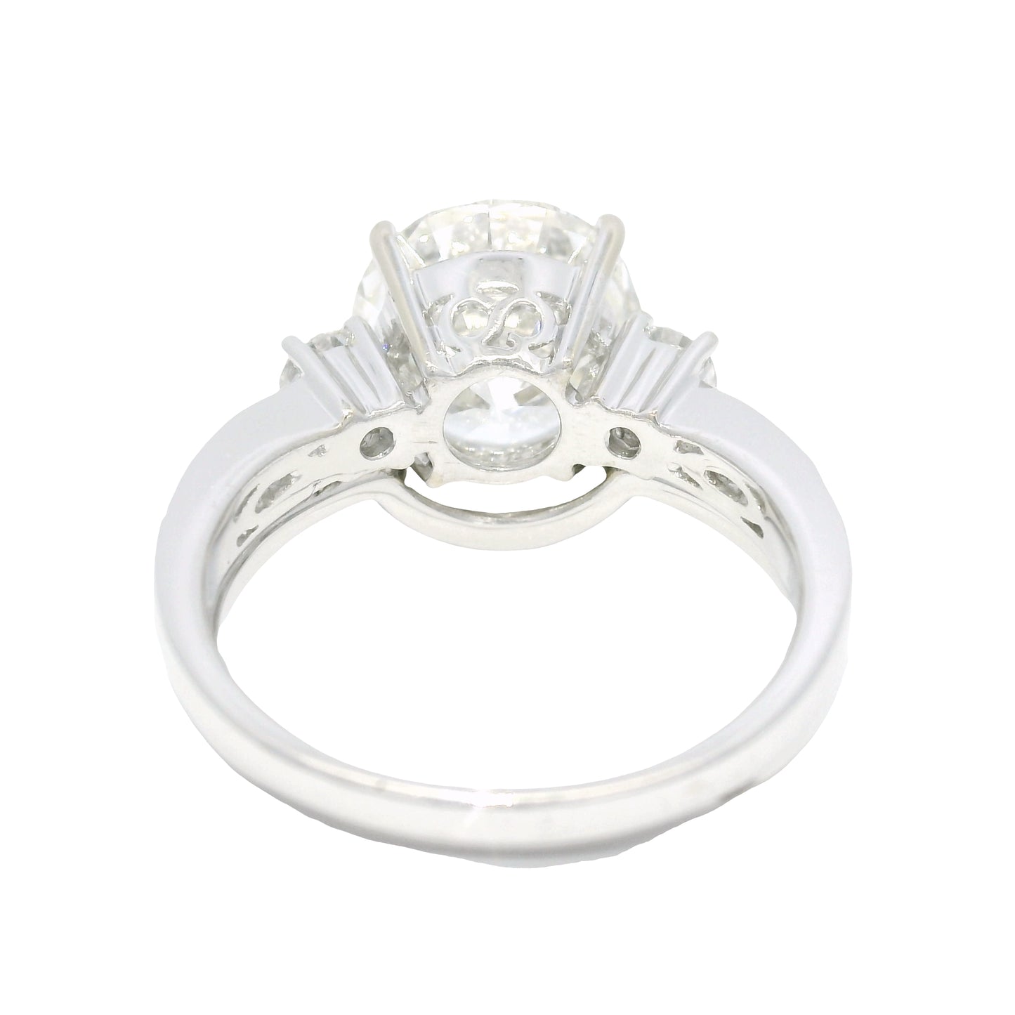 GIA 18k White Gold Natural 3.51 Carat Round Brilliant Diamond Engagement Ring