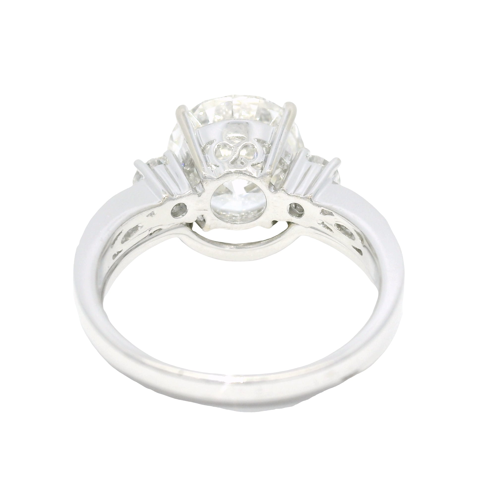 GIA 18k White Gold Natural 3.51 Carat Round Brilliant Diamond Engagement Ring