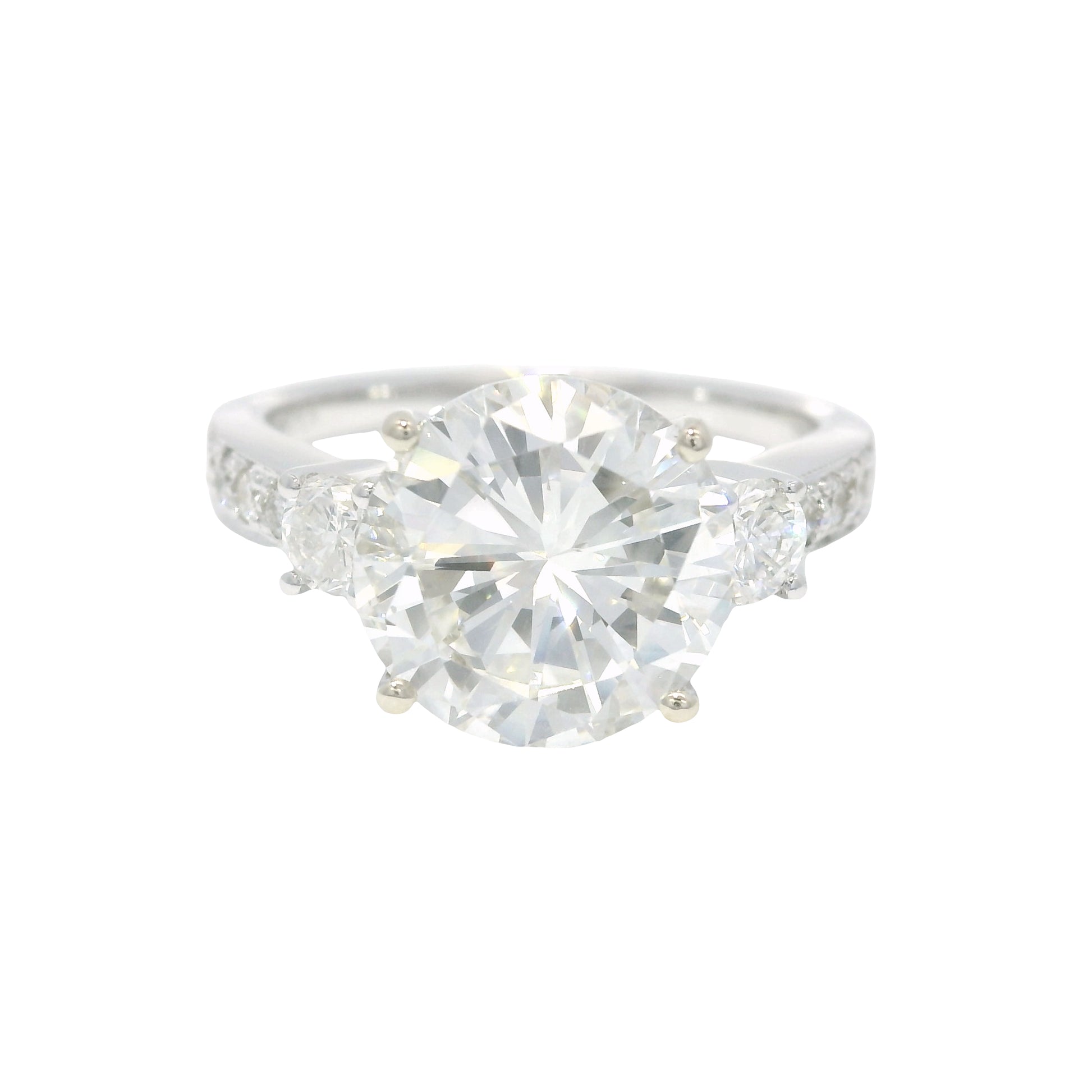 GIA 18k White Gold Natural 3.51 Carat Round Brilliant Diamond Engagement Ring