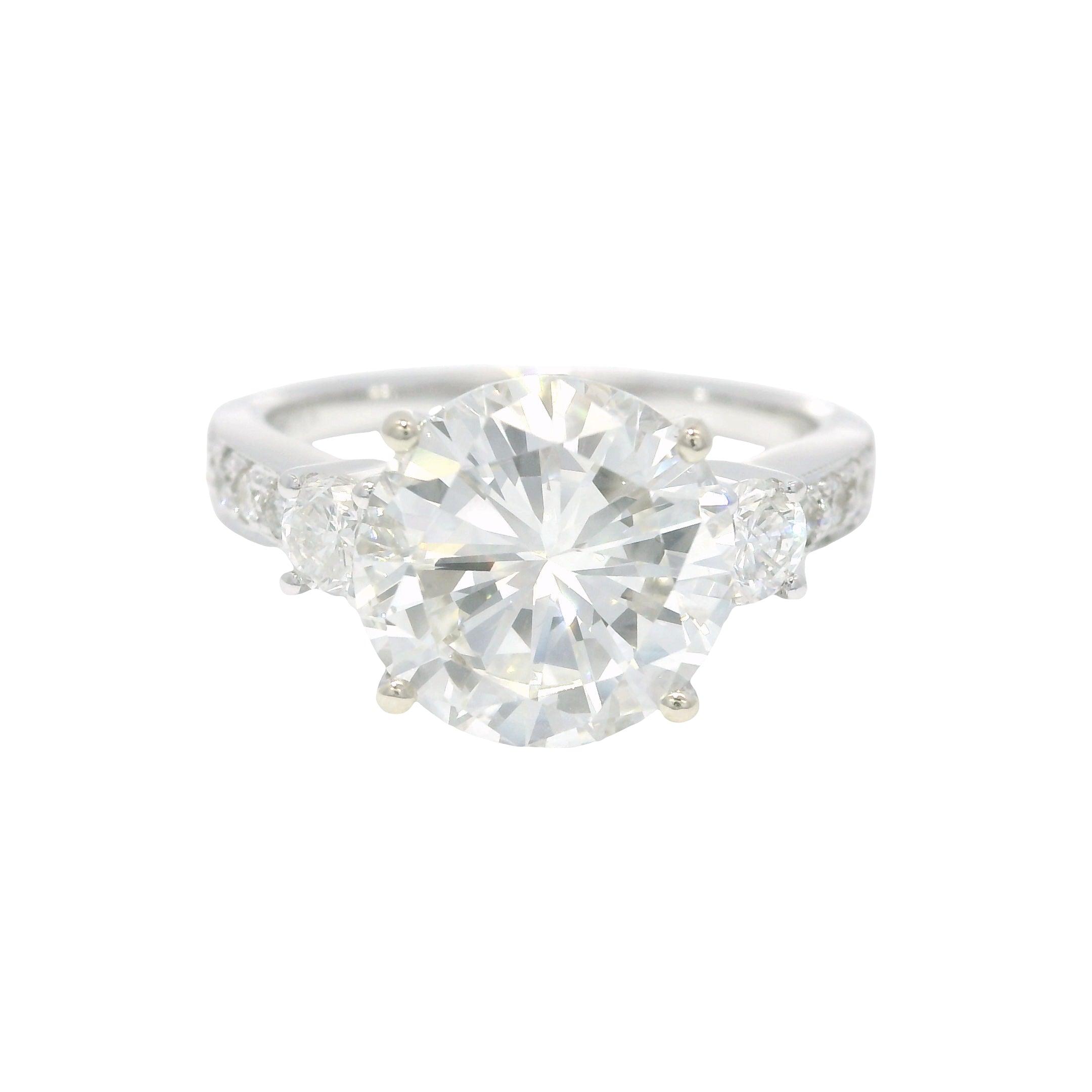 GIA 18k White Gold Natural 3.51 Carat Round Brilliant Diamond Engagement Ring