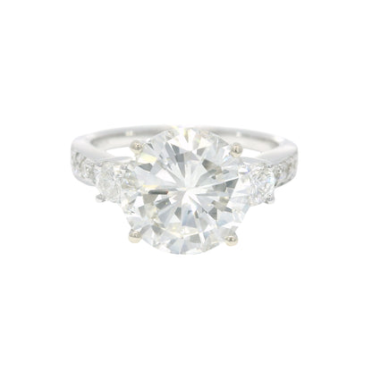 GIA 18k White Gold Natural 3.51 Carat Round Brilliant Diamond Engagement Ring