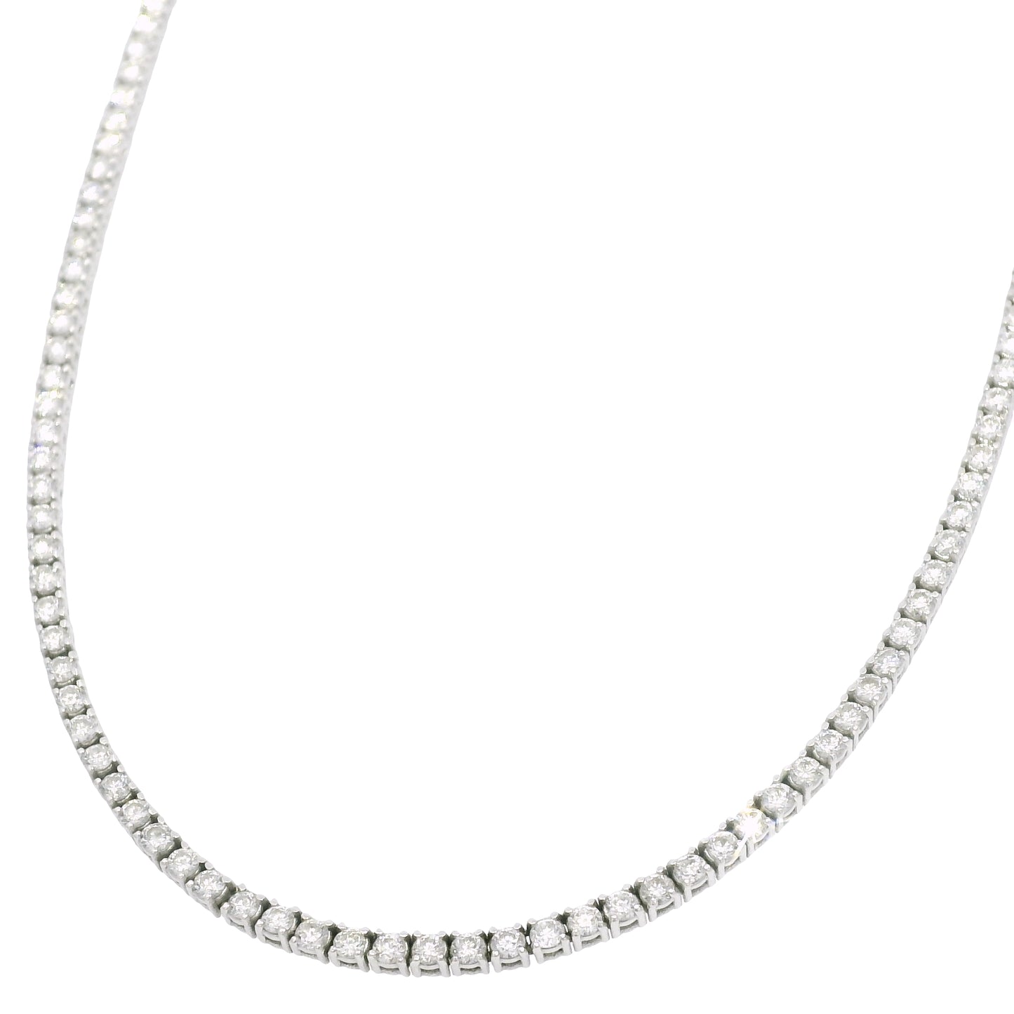 18k White Gold Natural 4.0 Carat Diamond Tennis Necklace