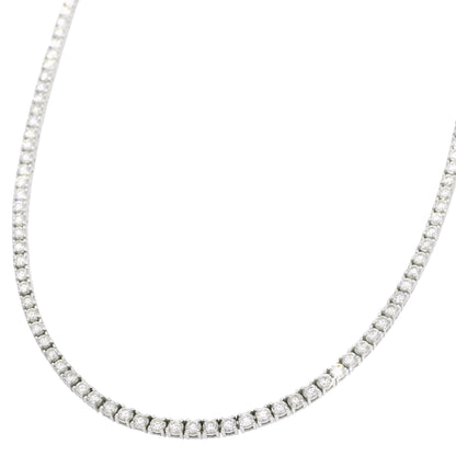 18k White Gold Natural 4.0 Carat Diamond Tennis Necklace