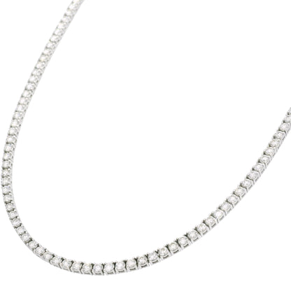 18k White Gold Natural 4.0 Carat Diamond Tennis Necklace