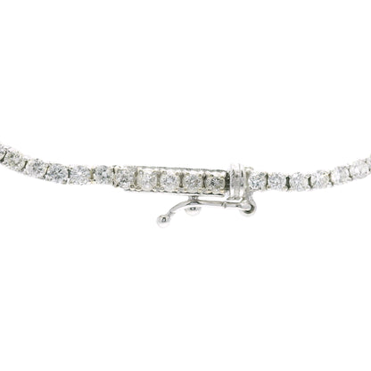 18k White Gold Natural 4.0 Carat Diamond Tennis Necklace