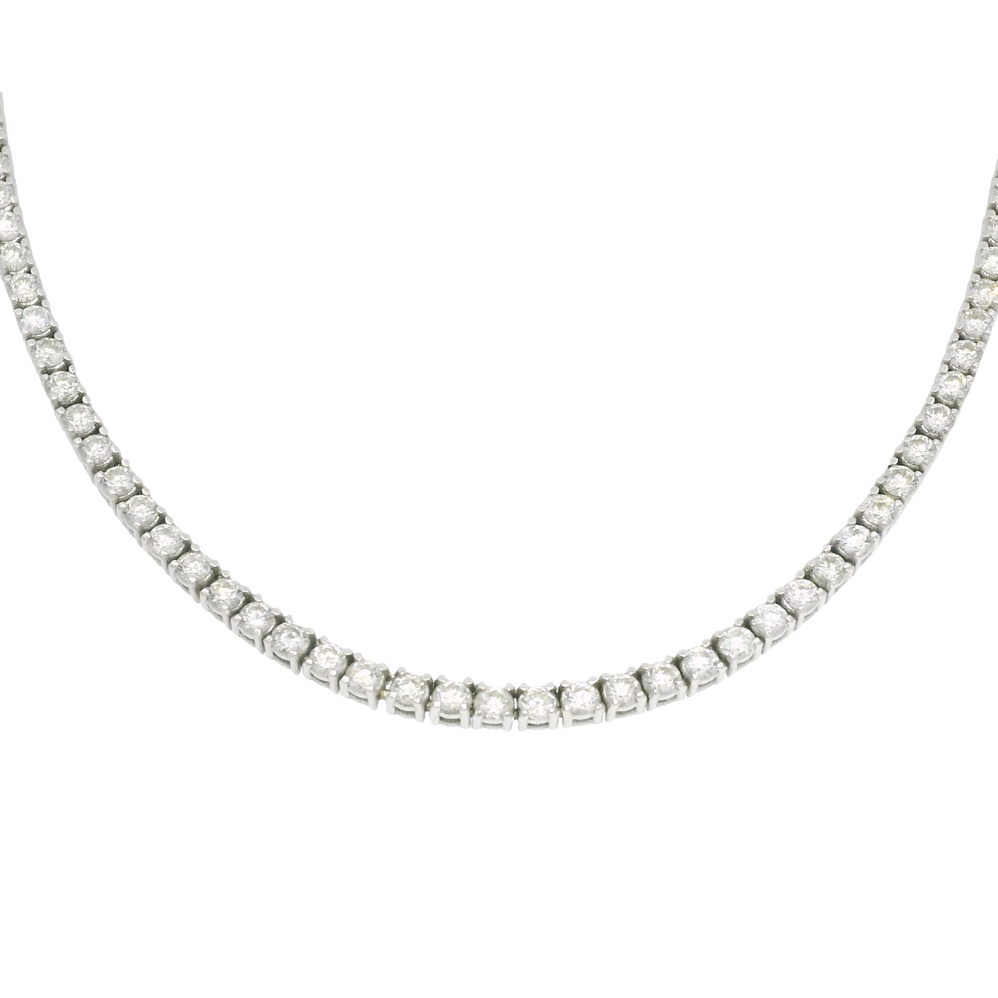 18k White Gold Natural 4.0 Carat Diamond Tennis Necklace