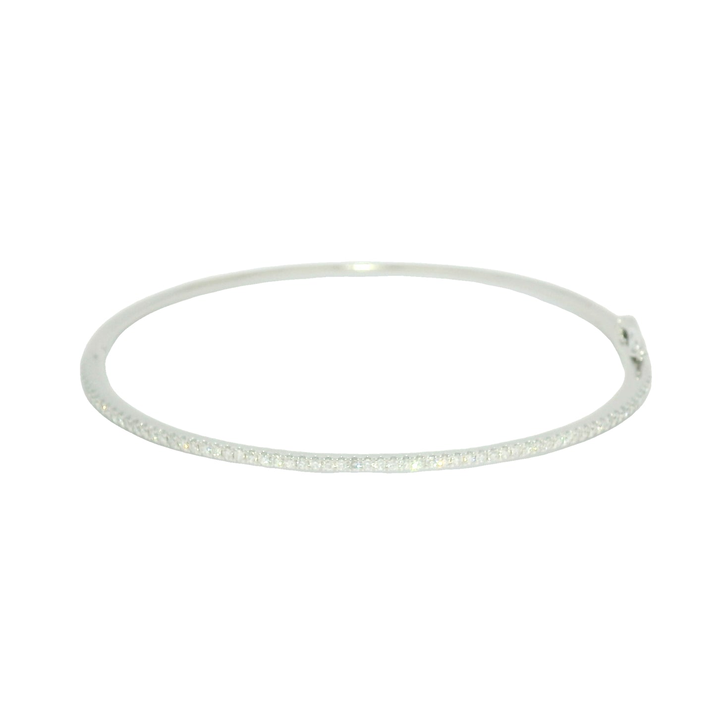 18k White Gold Natural 0.90 Carat Diamond Thin Bangle Bracelet