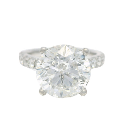 18k White Gold Natural 3.61 Carat Round Brilliant Cut Diamond Engagement Ring