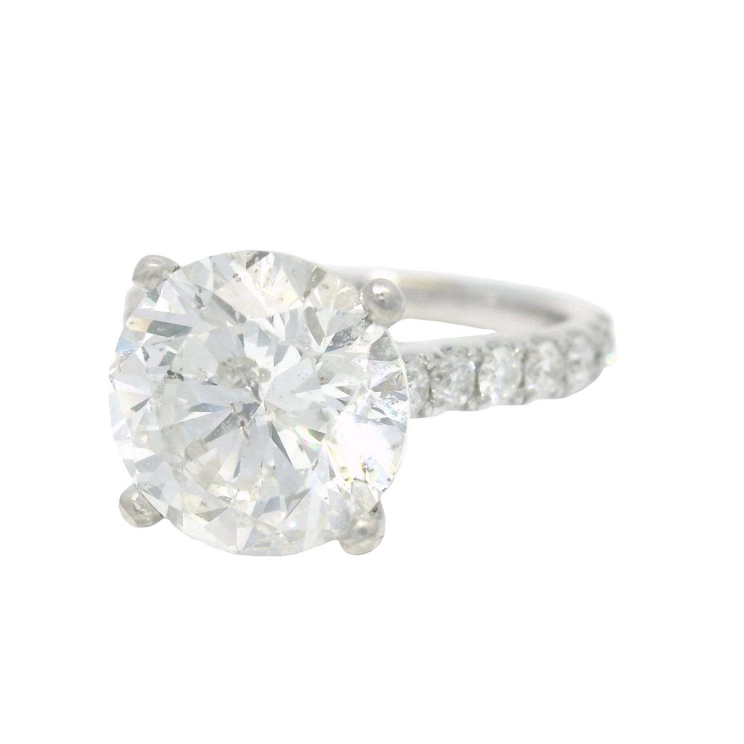 18k White Gold Natural 3.61 Carat Round Brilliant Cut Diamond Engagement Ring