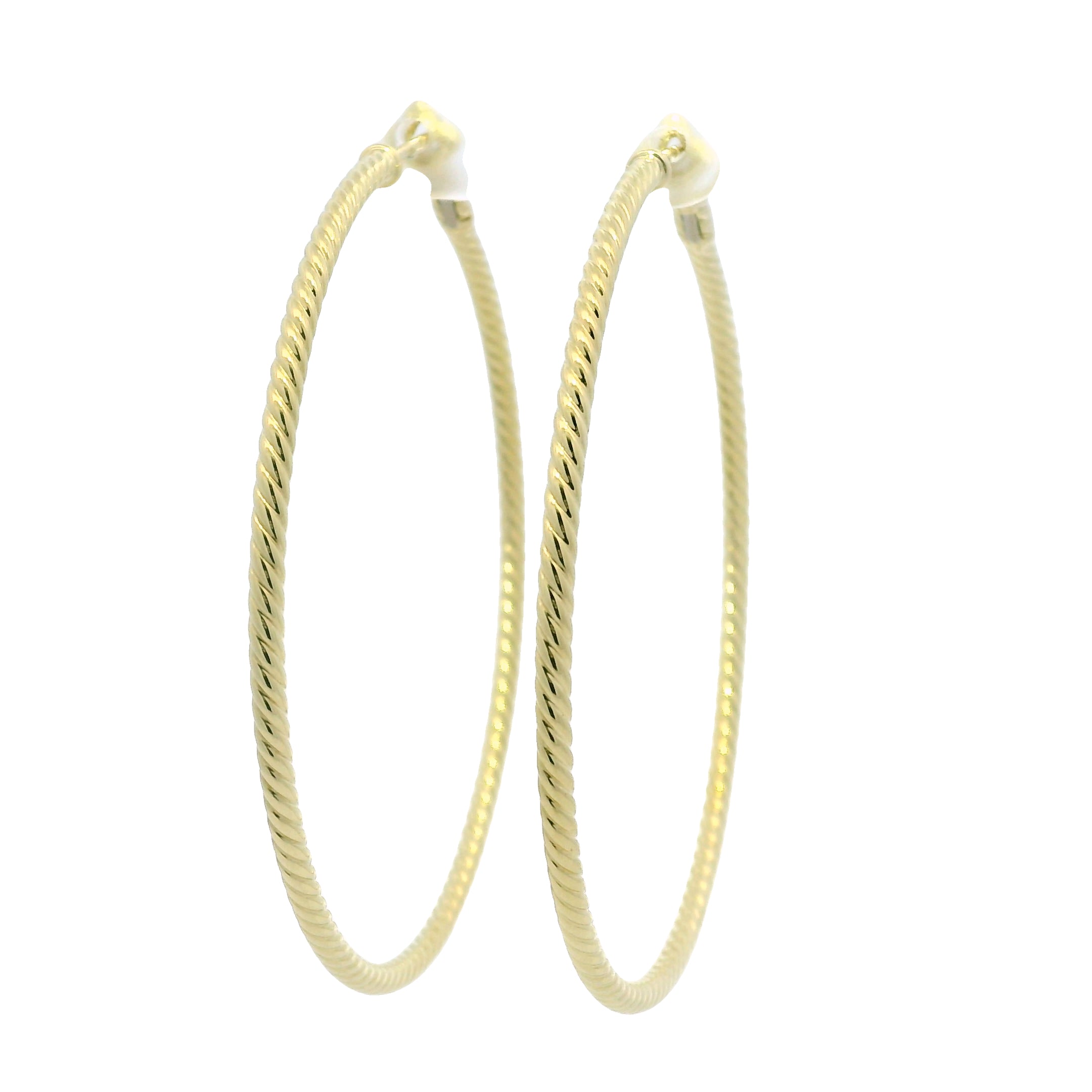 David Yurman 18k Yellow Gold Thin Cable Hoop Earrings