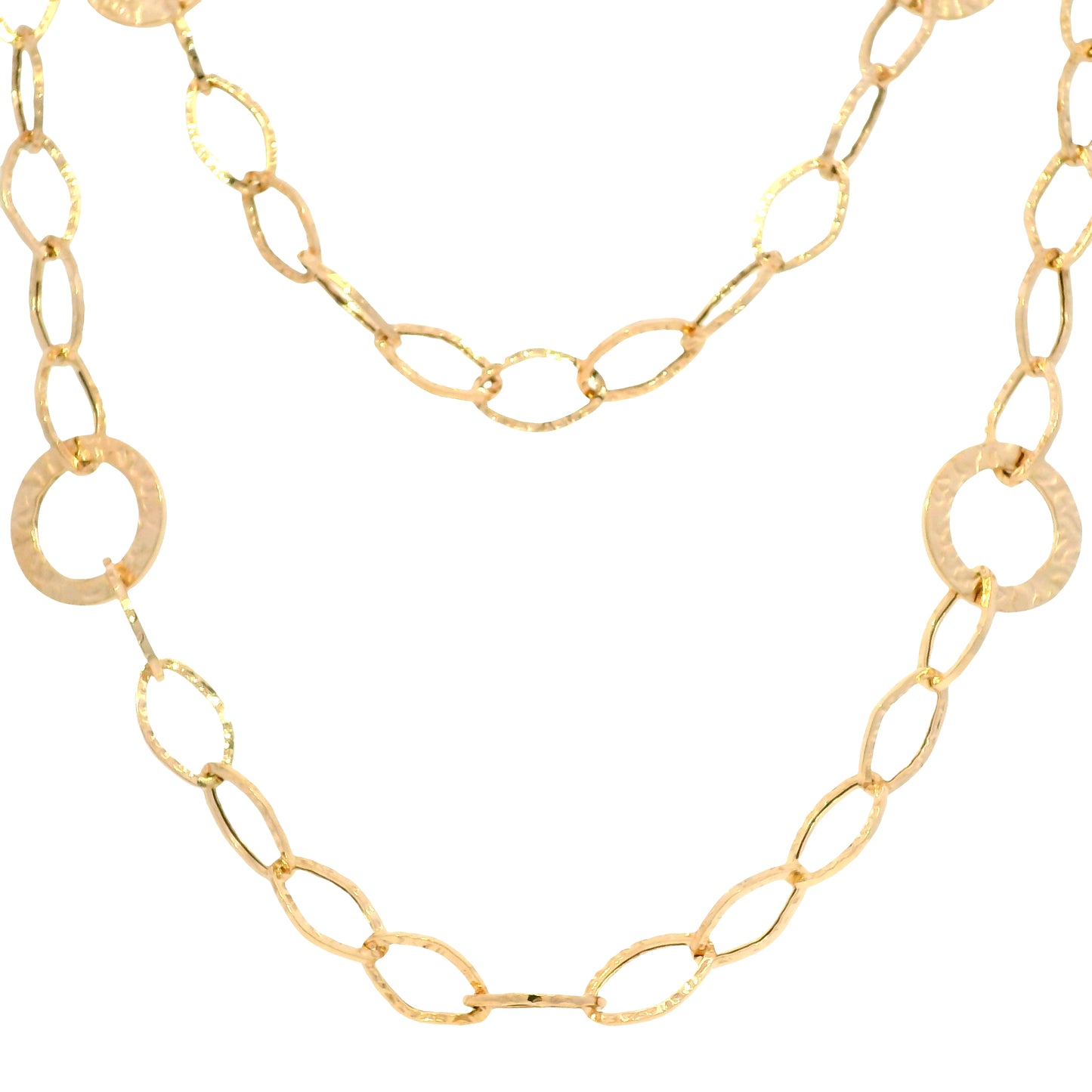14k Rose Gold Textured Link Extra-Long 35" Station Necklace