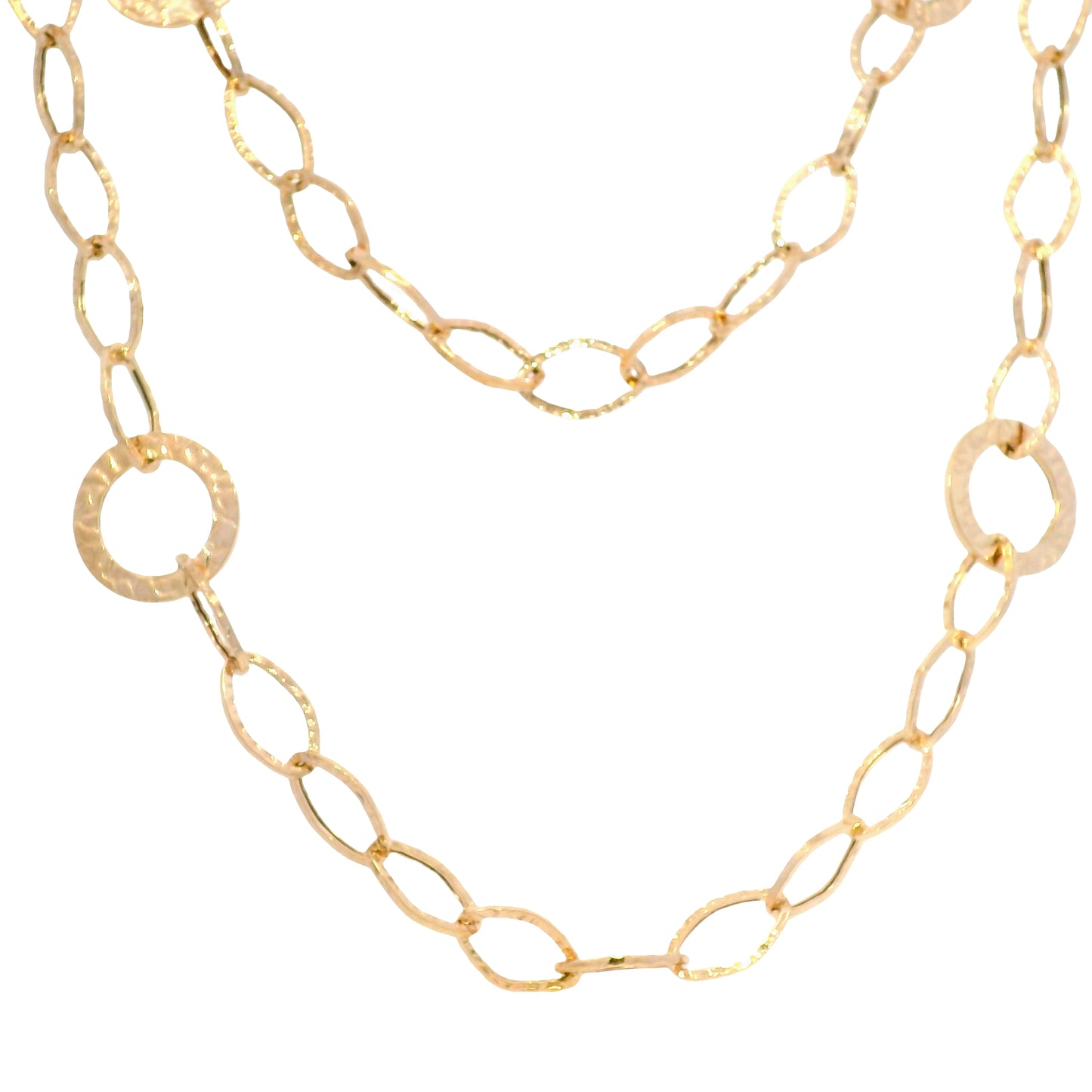 14k Rose Gold Textured Link Extra-Long 35" Station Necklace