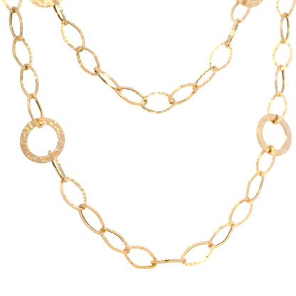 14k Rose Gold Textured Link Extra-Long 35" Station Necklace