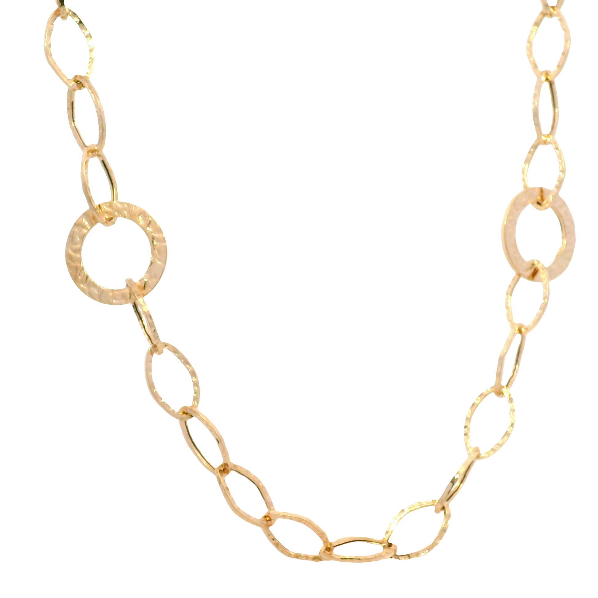 14k Rose Gold Textured Link Extra-Long 35" Station Necklace
