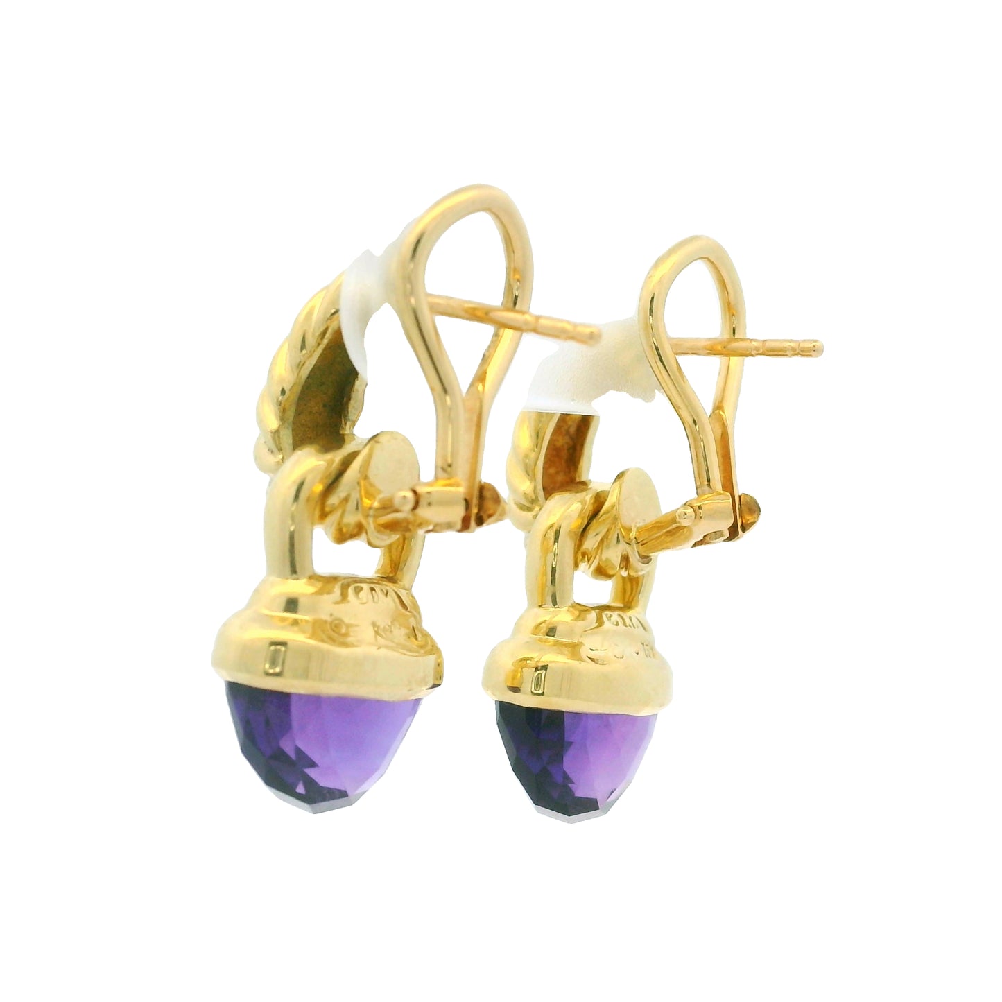 David Yurman 18k Yellow Gold Purple Amethyst Drop Earrings